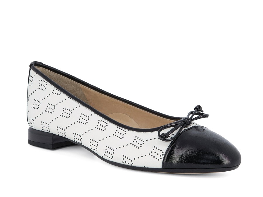 Woman BRUNATE Ballerina Flats | Beral White~Black | Peter Sheppard Footwear