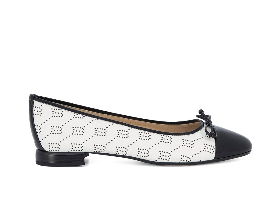 Woman BRUNATE Ballerina Flats | Beral White~Black | Peter Sheppard Footwear