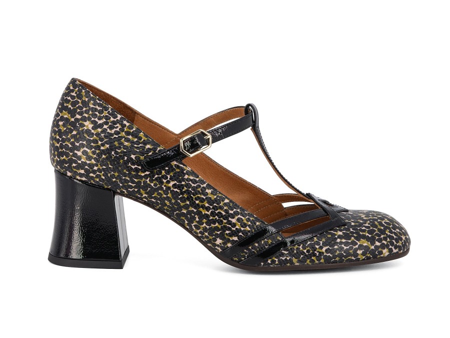 Woman CHIE MIHARA Heels | Ayna Black Print | Peter Sheppard Footwear