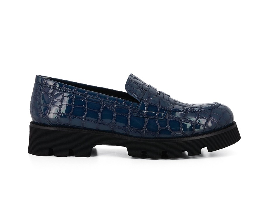 Woman PONS QUINTANA Loafers | Piron Blue | Peter Sheppard Footwear