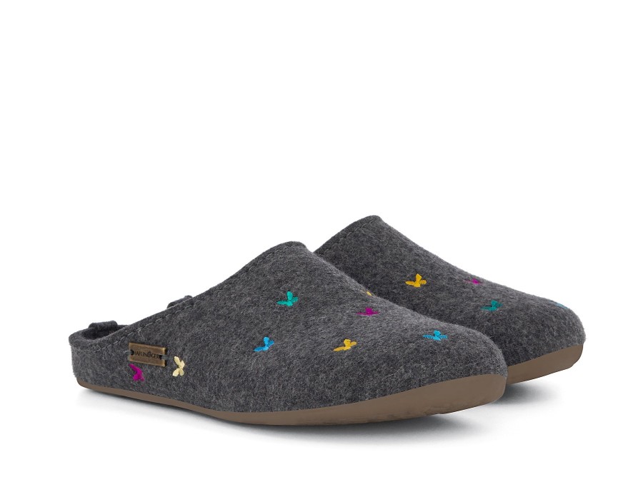 Woman HAFLINGER Slippers | Farfalline Antracite | Peter Sheppard Footwear