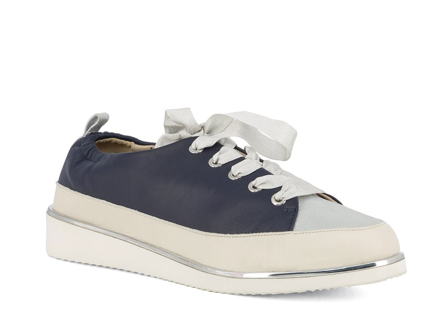 Woman CHARLES COOPER Lace-Ups | Sagata Navy~Silver | Peter Sheppard Footwear