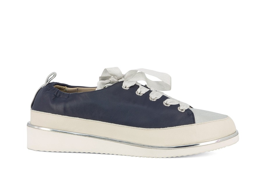 Woman CHARLES COOPER Lace-Ups | Sagata Navy~Silver | Peter Sheppard Footwear