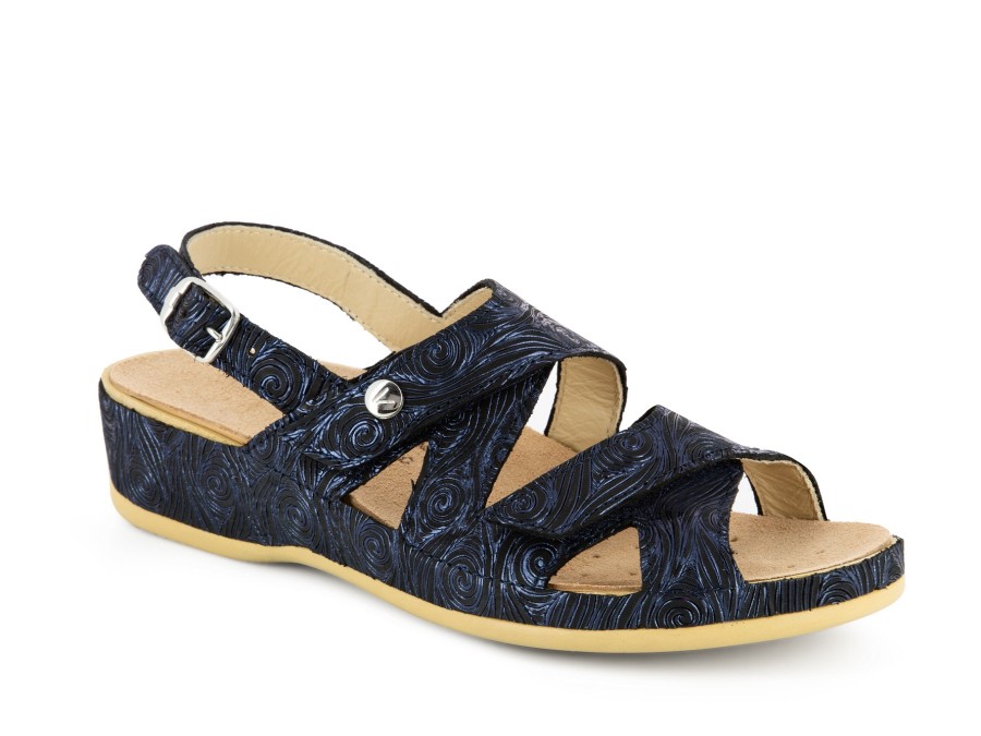 Woman VITAL Sandals | 0633 Navy Print | Peter Sheppard Footwear