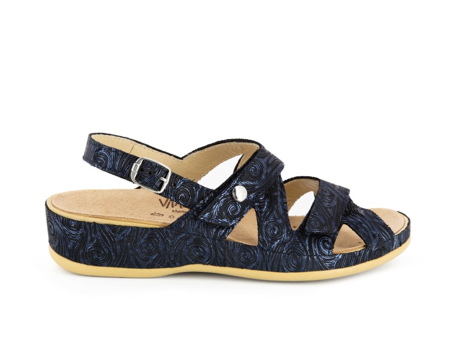 Woman VITAL Sandals | 0633 Navy Print | Peter Sheppard Footwear