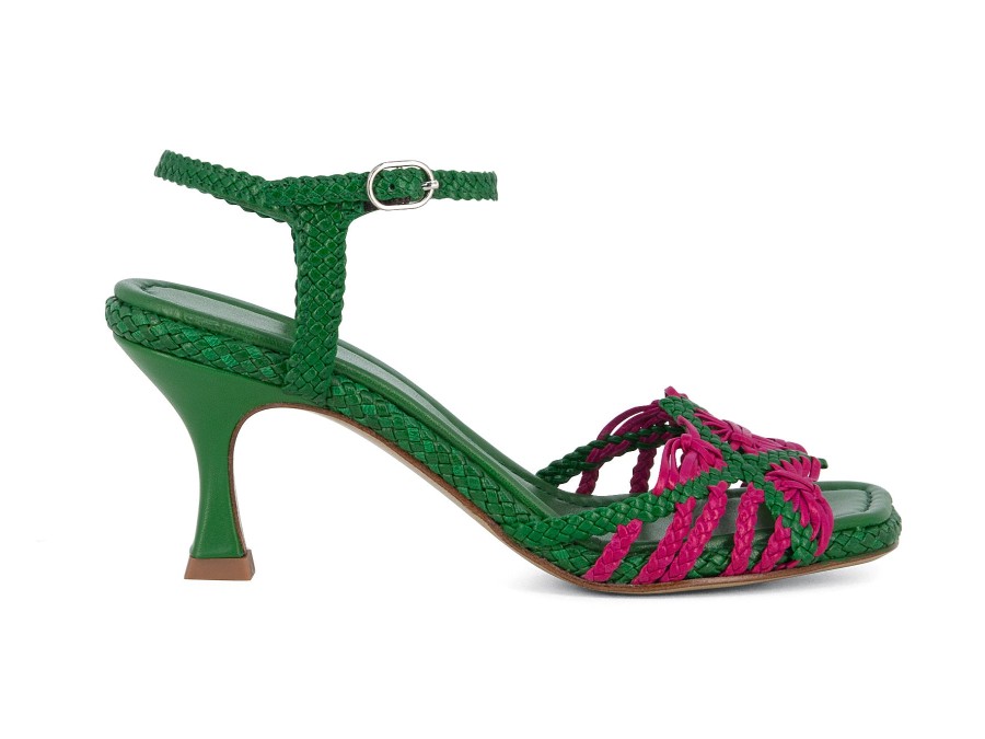 Woman PONS QUINTANA Heels | Fiji Green~Pink | Peter Sheppard Footwear