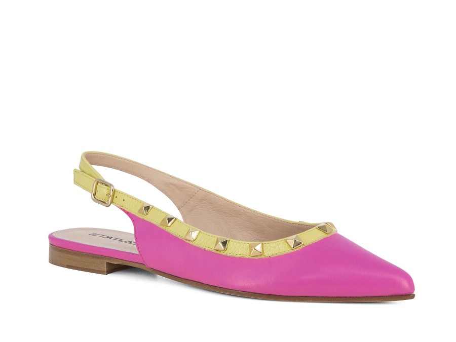 Woman STATUS Ballerina Flats | Sossano Pink~Yellow | Peter Sheppard Footwear