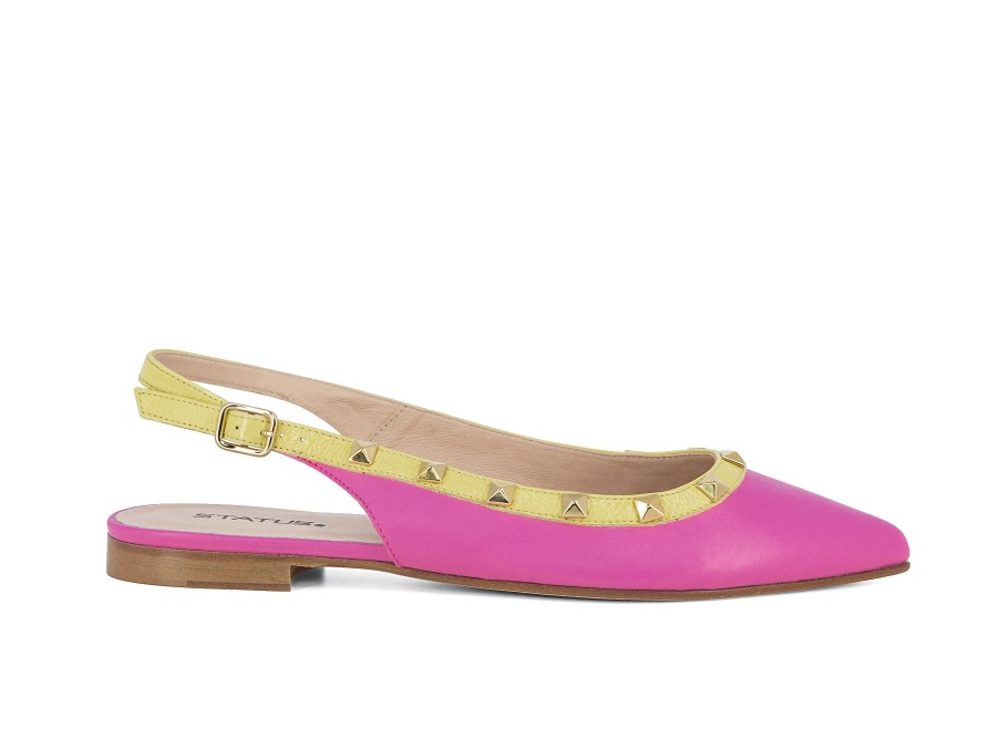 Woman STATUS Ballerina Flats | Sossano Pink~Yellow | Peter Sheppard Footwear