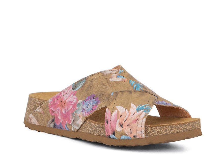 Woman THINK! Slides | Tropicana Sand~Flower | Peter Sheppard Footwear