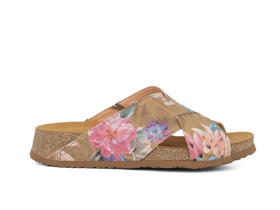 Woman THINK! Slides | Tropicana Sand~Flower | Peter Sheppard Footwear