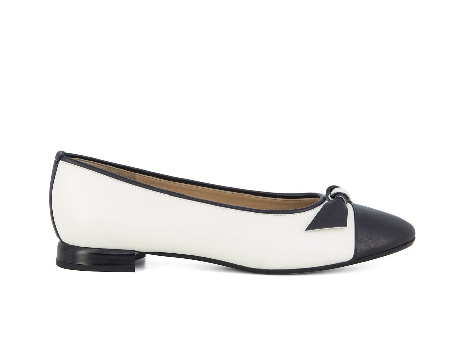 Woman BRUNATE Ballerina Flats | Boule White~Navy | Peter Sheppard Footwear