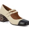 Woman CHIE MIHARA Heels | Volcano Cream~Black | Peter Sheppard Footwear