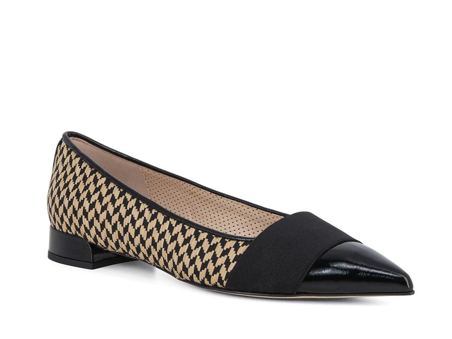 Woman STATUS Ballerina Flats | Senago Black~Natural | Peter Sheppard Footwear