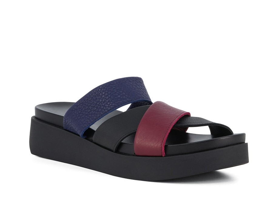 Woman ARCHE Slides | Myakan Burgundy~Black | Peter Sheppard Footwear