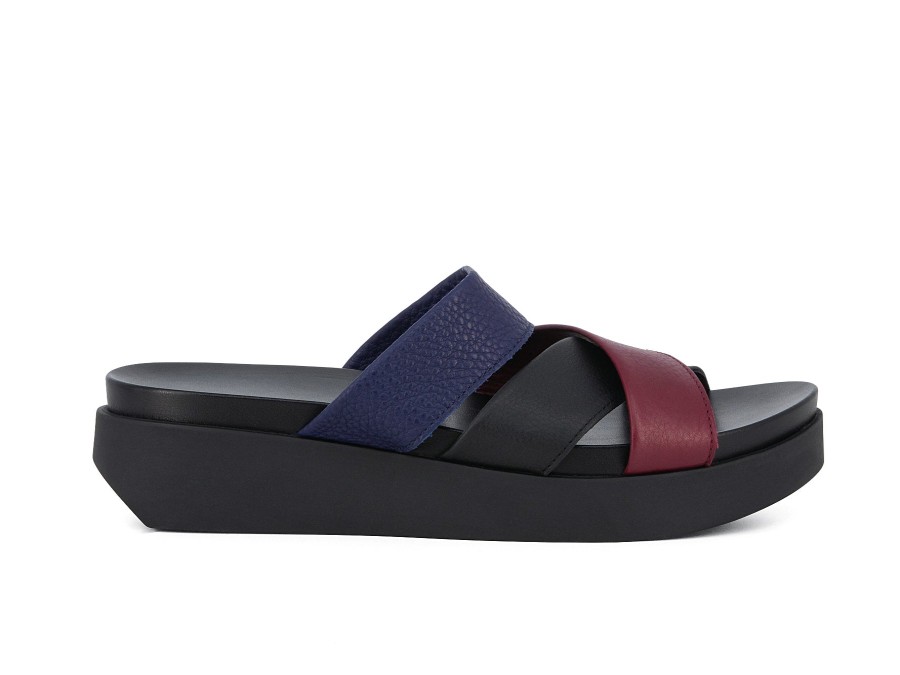 Woman ARCHE Slides | Myakan Burgundy~Black | Peter Sheppard Footwear