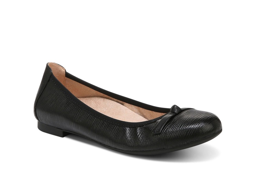 Woman VIONIC Ballerina Flats | Amorie Black Wavy | Peter Sheppard Footwear