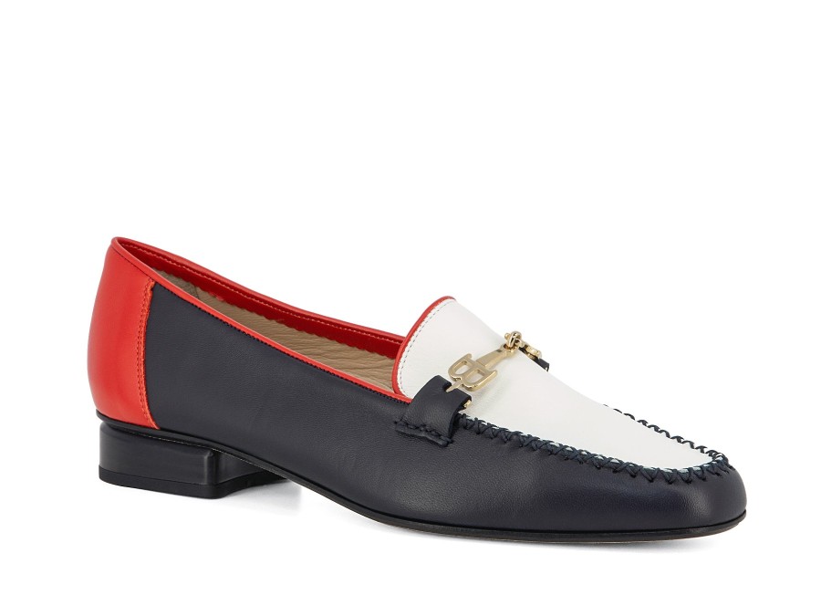 Woman BRUNATE Loafers | Bagnone Navy~Red~White | Peter Sheppard Footwear