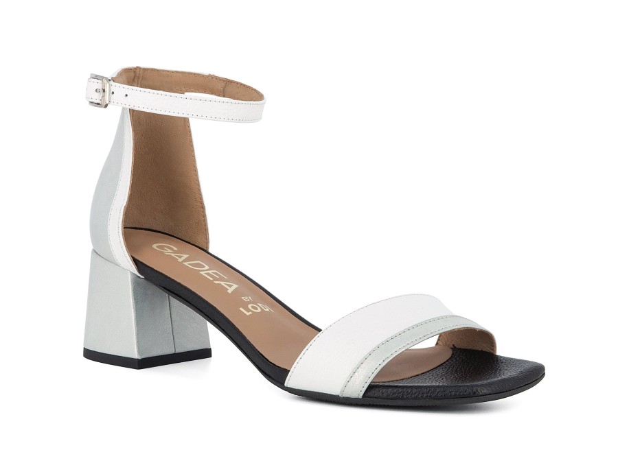 Woman GADEA Heels | Gregory White~Silver | Peter Sheppard Footwear