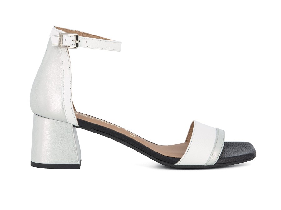 Woman GADEA Heels | Gregory White~Silver | Peter Sheppard Footwear