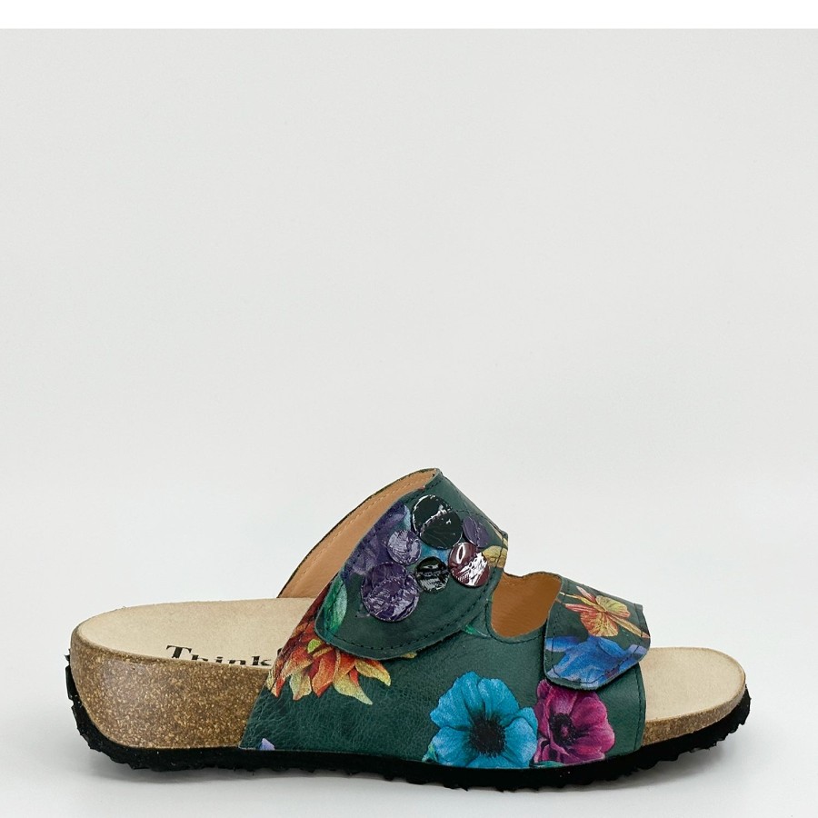 Woman THINK OUTLET Slides | 3-000812 Green Floral | Peter Sheppard Footwear