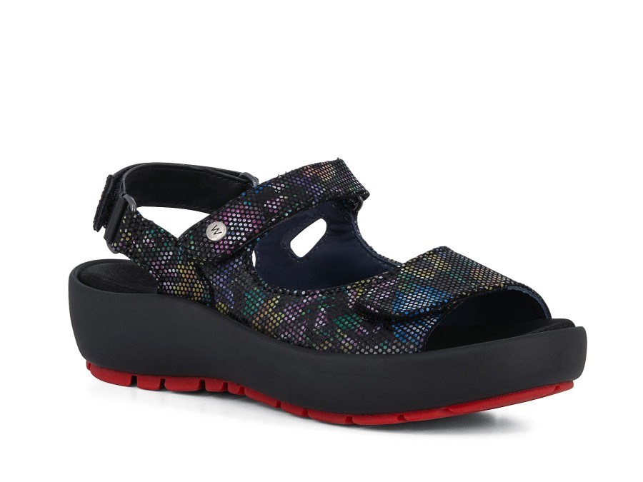 Woman WOLKY Sandals | Swing 2 Black~Floral | Peter Sheppard Footwear