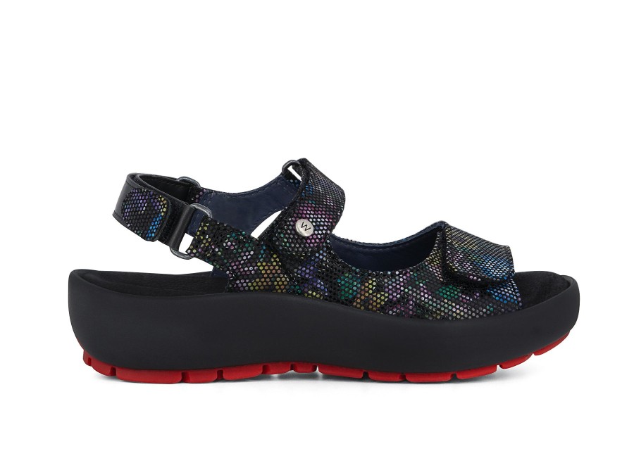 Woman WOLKY Sandals | Swing 2 Black~Floral | Peter Sheppard Footwear