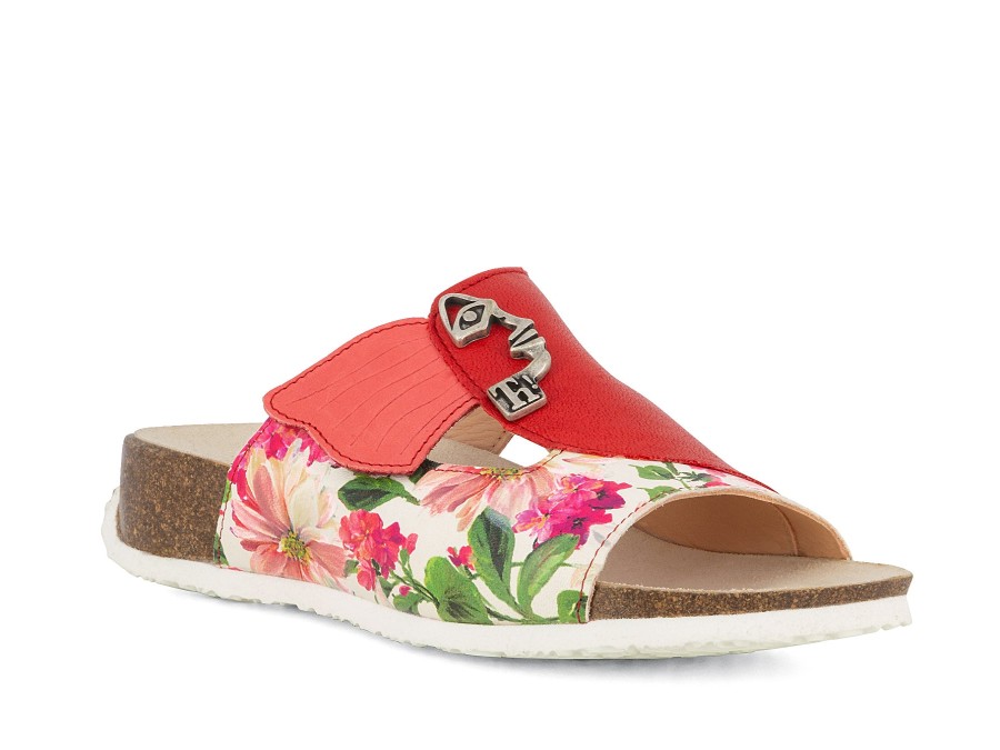 Woman THINK! Slides | Tenoki Pink Floral | Peter Sheppard Footwear