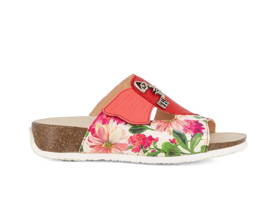 Woman THINK! Slides | Tenoki Pink Floral | Peter Sheppard Footwear