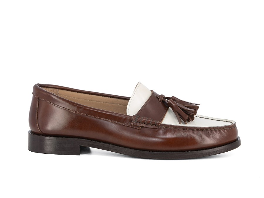 Woman LOGGIA Loafers | Lauirent Brown~White | Peter Sheppard Footwear