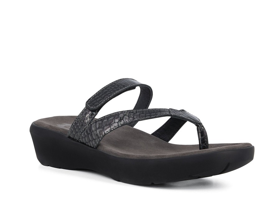 Woman WOLKY Slides | Summery Anthracite Croc | Peter Sheppard Footwear