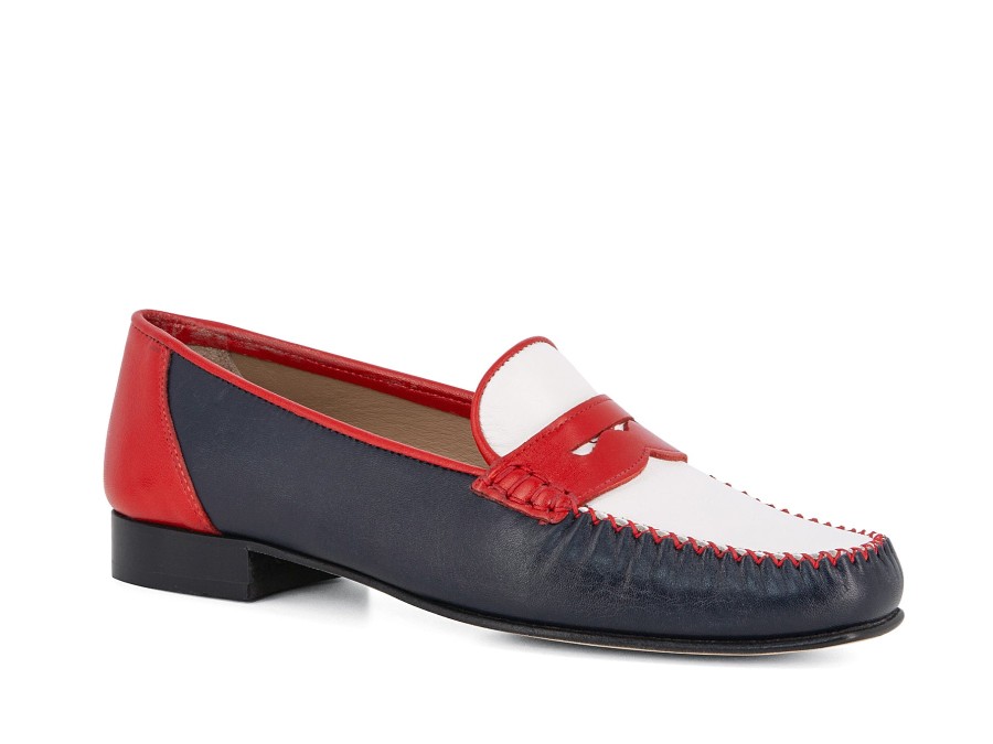 Woman LOGGIA Loafers | Lorenzo Navy~Red~White | Peter Sheppard Footwear