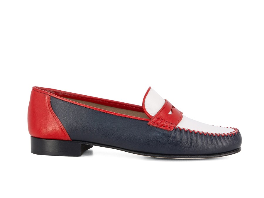 Woman LOGGIA Loafers | Lorenzo Navy~Red~White | Peter Sheppard Footwear