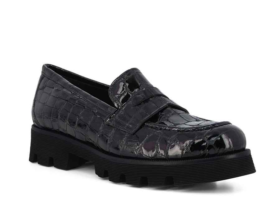 Woman PONS QUINTANA Loafers | Piron Black | Peter Sheppard Footwear