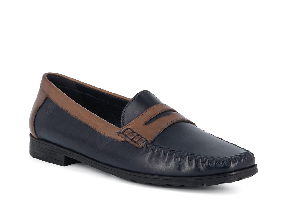 Woman SIOUX Loafers | Saravia Navy~Cognac | Peter Sheppard Footwear